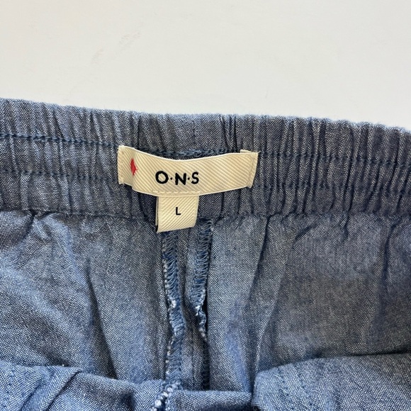 O.N.S. ONS One Nice Shop Cropped Pants Cotton Denim Blue Size Large - Picture 3 of 11